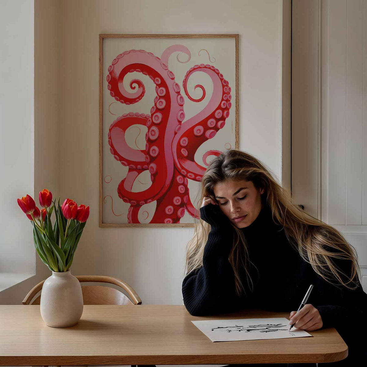 Octopus Tentakels – staande muurposter met zomerse uitstraling
