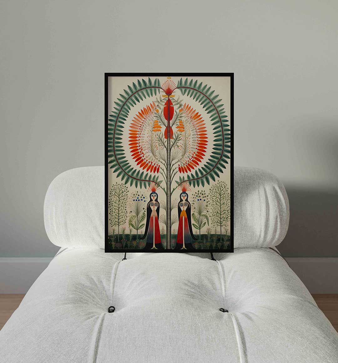 Symmetrische natuurfiguren – staande surrealistische wanddecoratie van WallArtistic