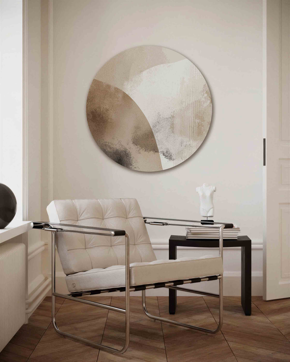 Abstracte vormen – abstracte muurcirkel als ronde wanddecoratie