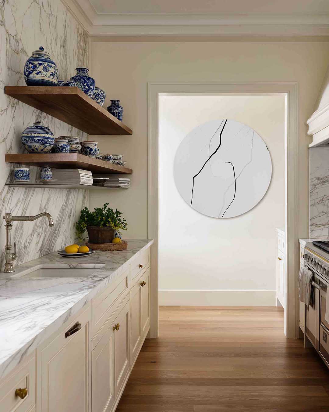 Lijnen en vormen – moderne abstracte muurcirkel voor aan de muur