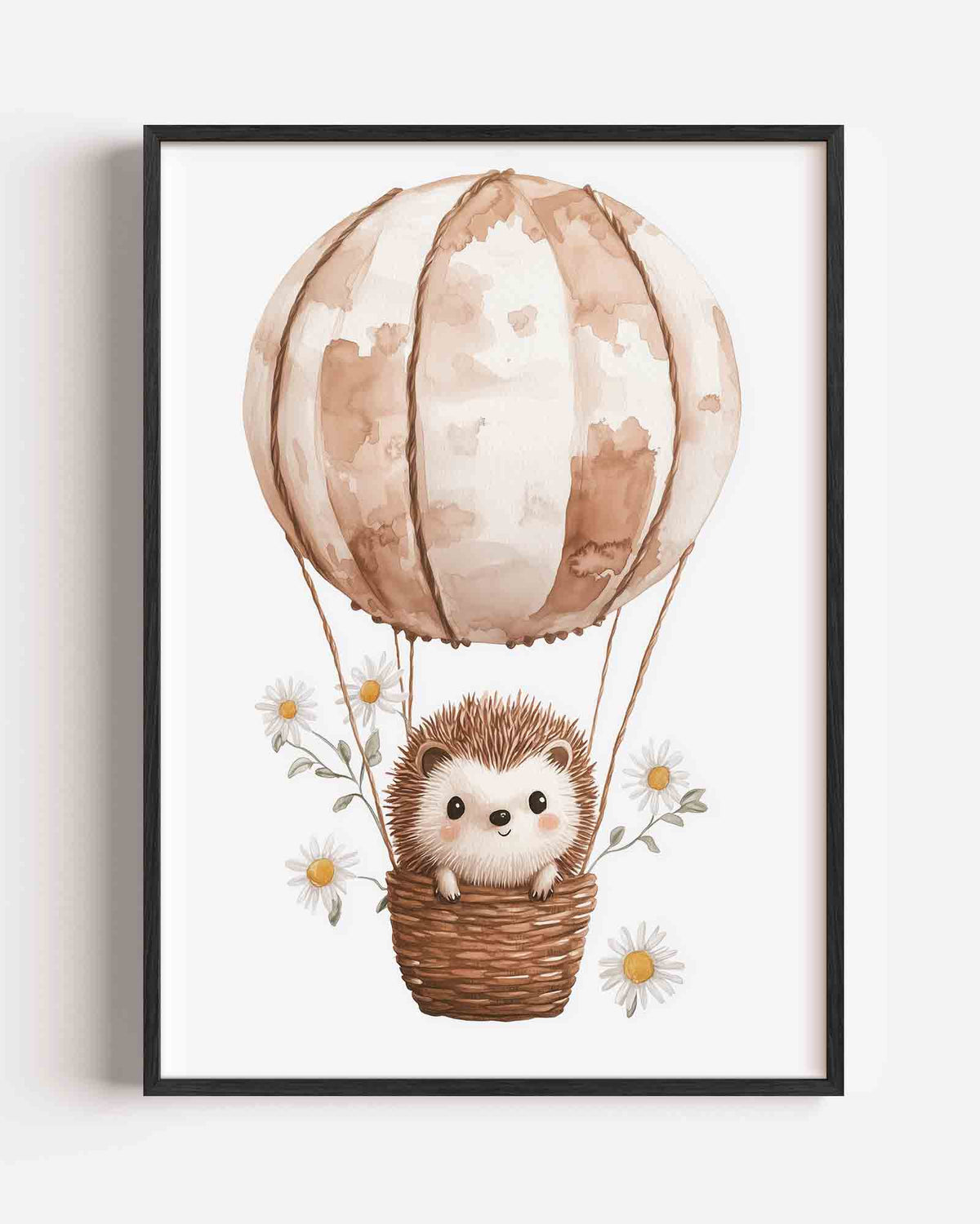 Egel in luchtballon – kids portret poster als wanddecoratie