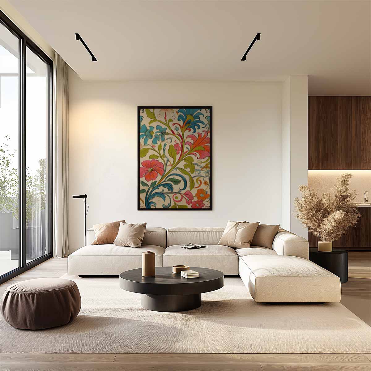 Bloemrijk Fantasiepatroon – plexiglas wanddecoratie in portret formaat