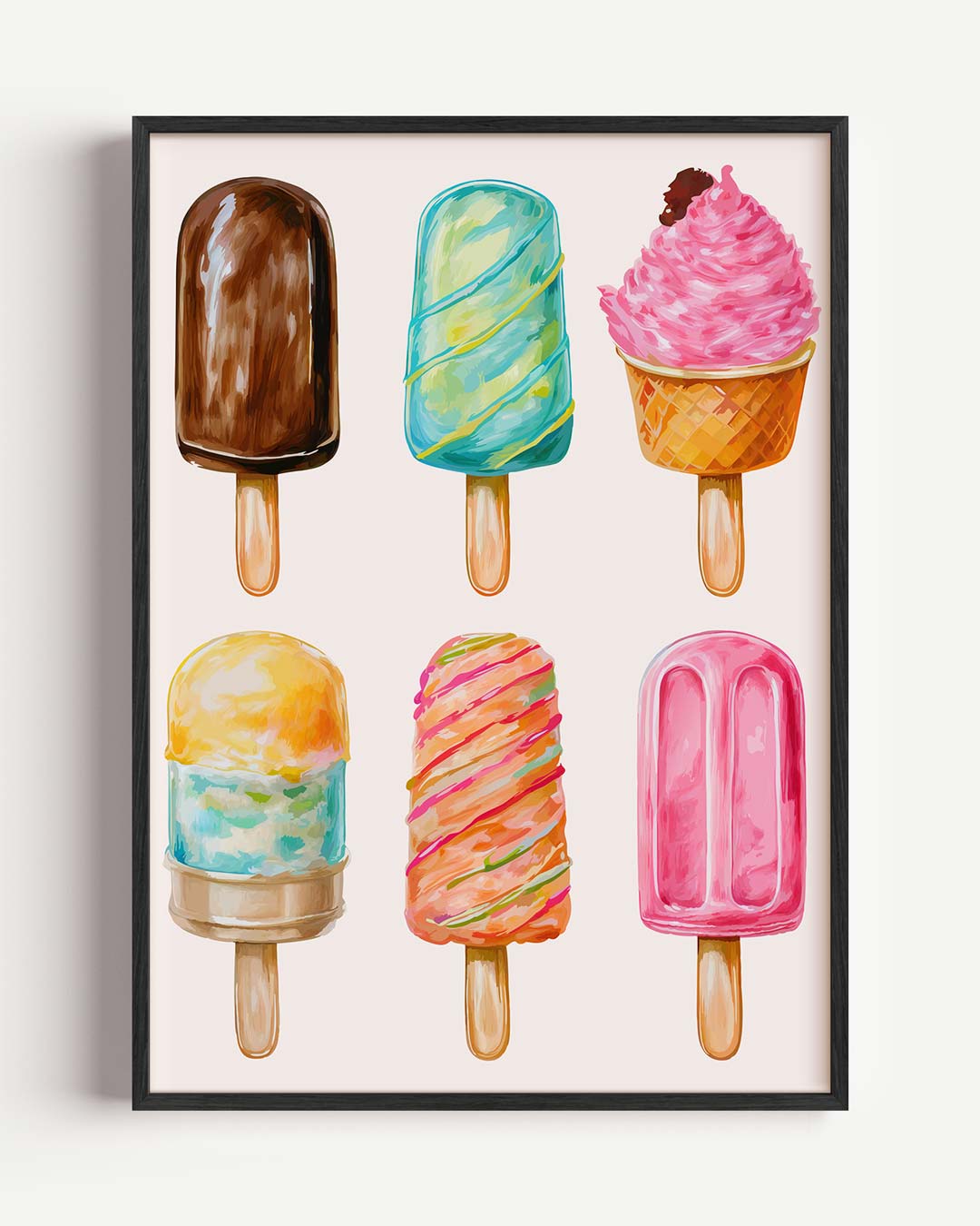Zomerse IJsstokjes – zomer portret poster als wanddecoratie