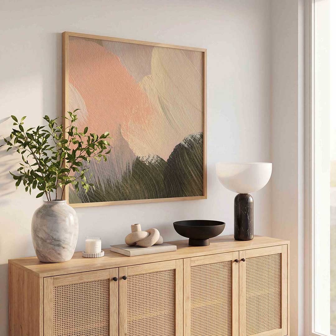 Abstracte penseelstreken – schilderkunst als moderne vierkante poster