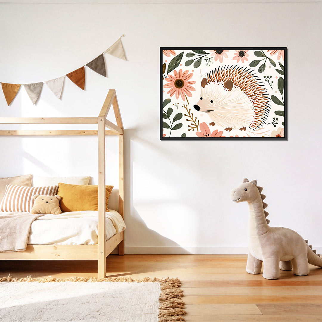 Egel en bloemen – op canvas, dibond of plexiglas