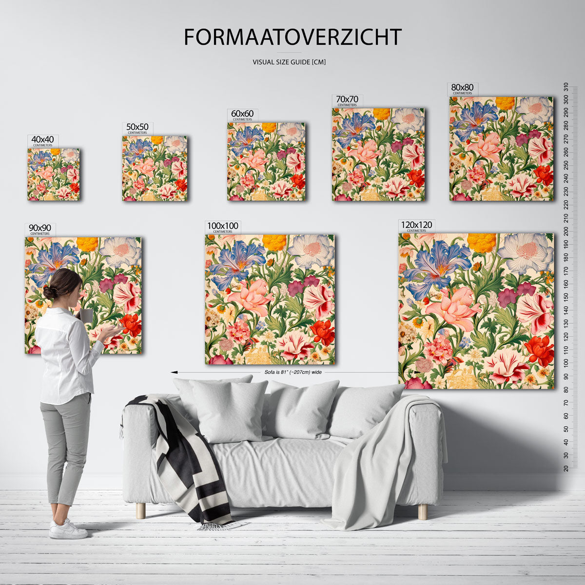 Bloemenpracht – vierkante muurposter met kleurrijke illustratie