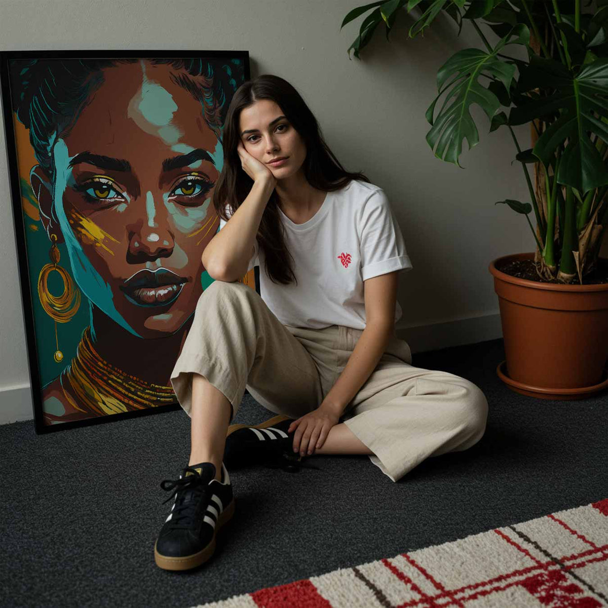 Expressieve Vrouwelijke Kracht – zomerse poster in staand formaat