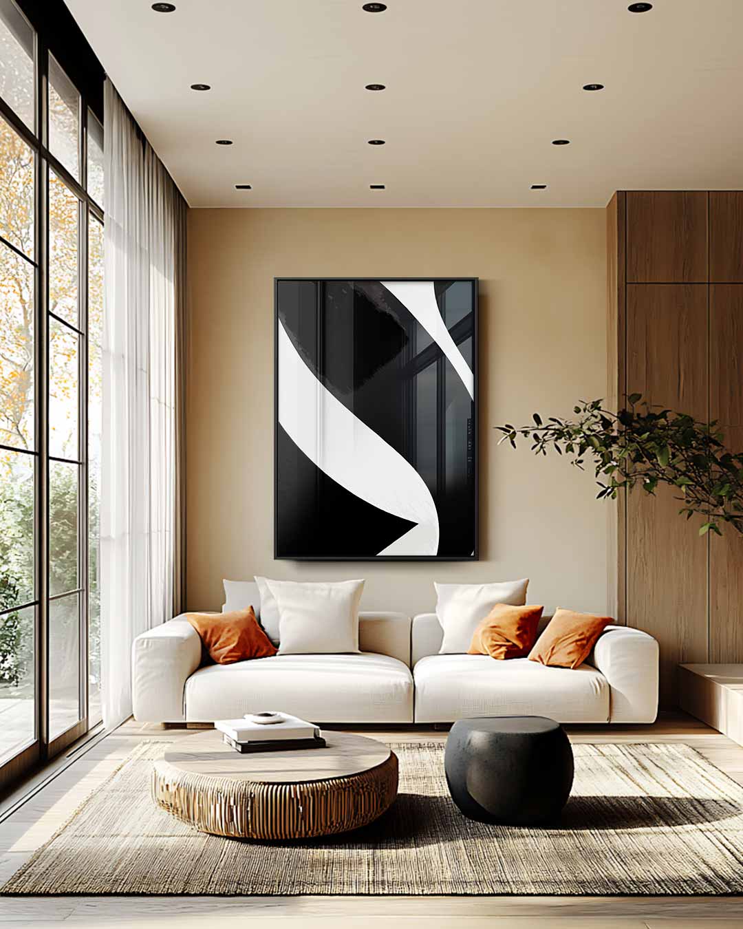 Elegantie in Zwart en Wit – staande wandkunst voor woonkamer of interieur