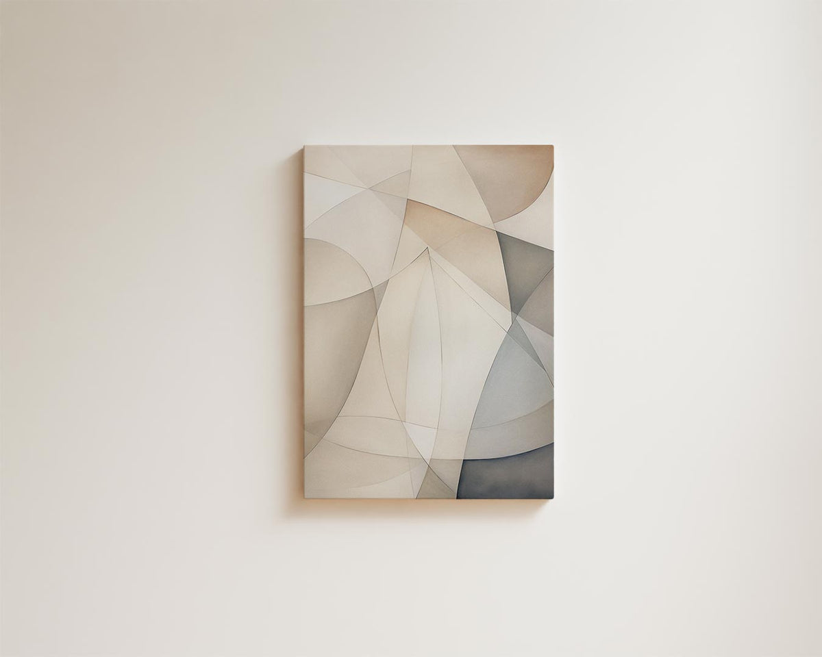 Subtiele Abstractie in Neutrale Tinten – canvas wanddecoratie in portret formaat