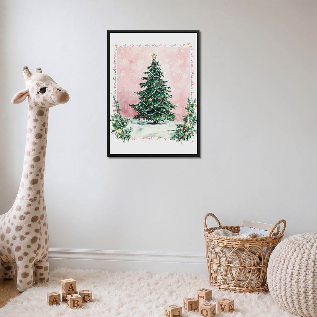Kerstboom illustratie – moderne staande wandkunst