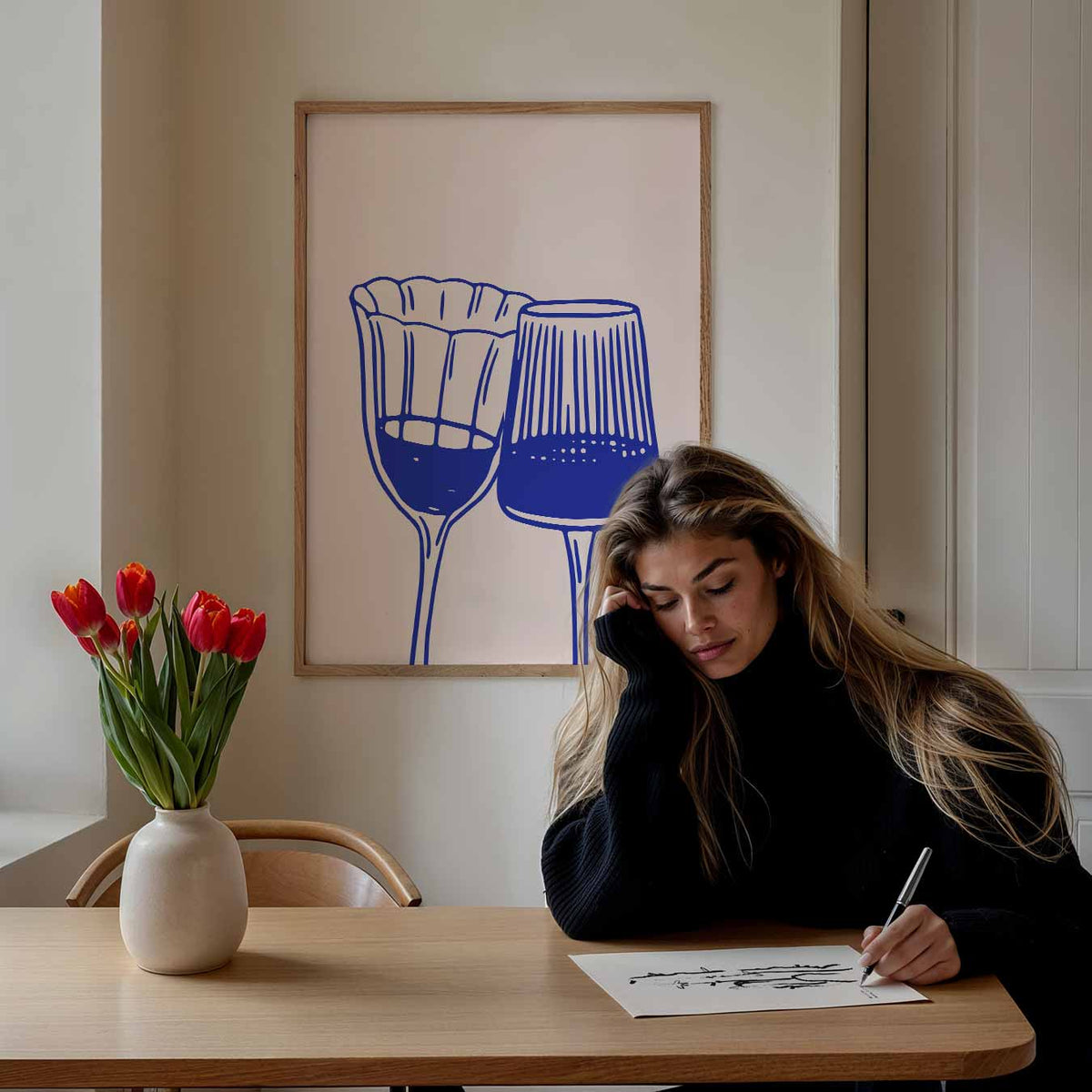 Stijlvolle Glasillustratie – keuken portret poster, afbeelding 7