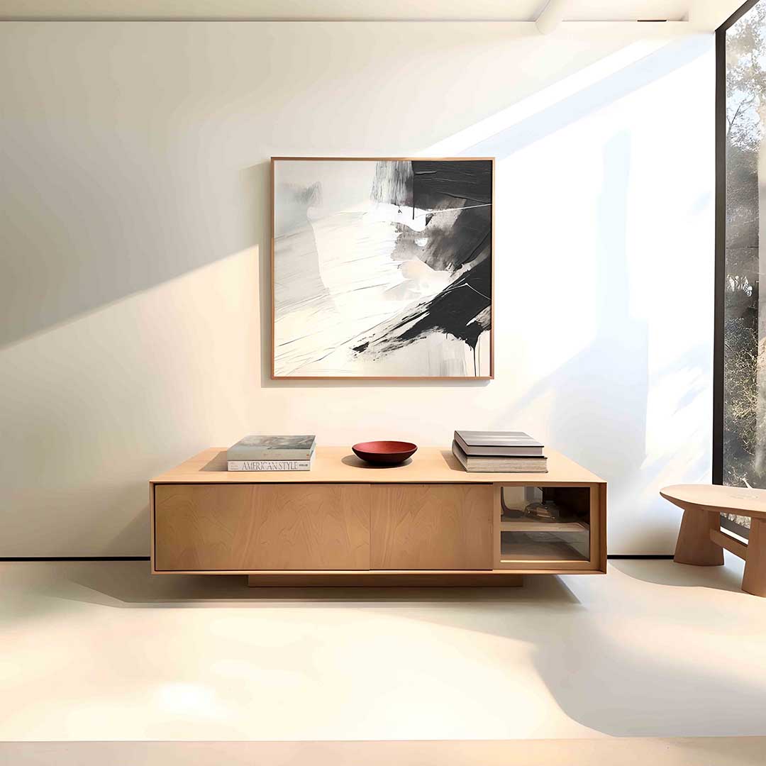 Abstracte zwart wit – vierkante abstracte wanddecoratie van WallArtistic