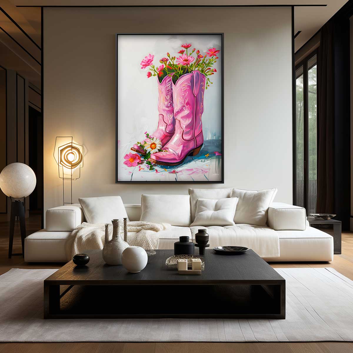 Bloemenlaarzen Kunstwerk – canvas wanddecoratie in portret formaat