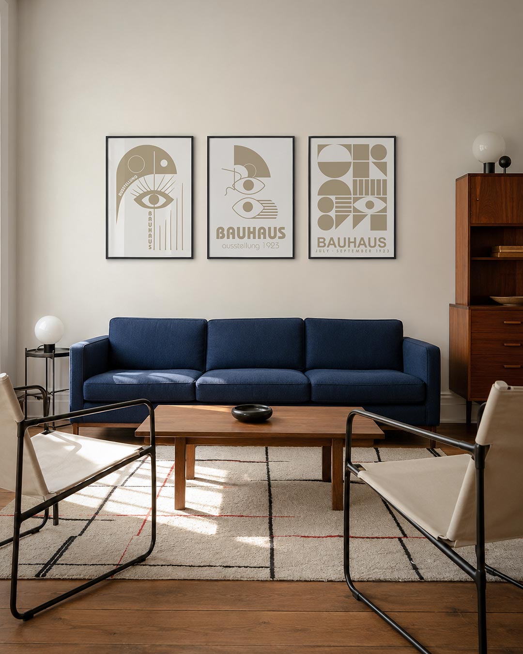 Oog en lijnen driedelige posterset – deze posterset in drie delen toont een groot oog centraal, omringd door strakke lijnen