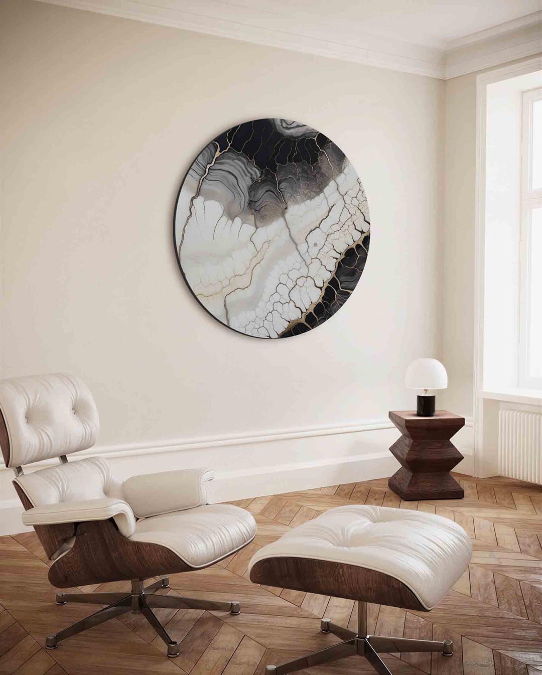 Abstracte lijnen – kleurrijke ronde wanddecoratie van WallArtistic
