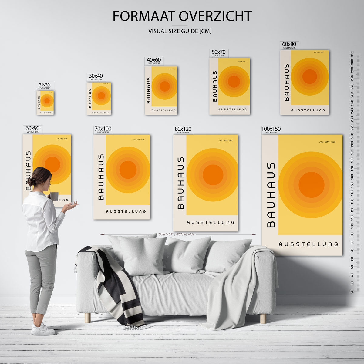 Cirkelvormen en tekst – geometrische poster in Bauhaus-stijl van WallArtistic