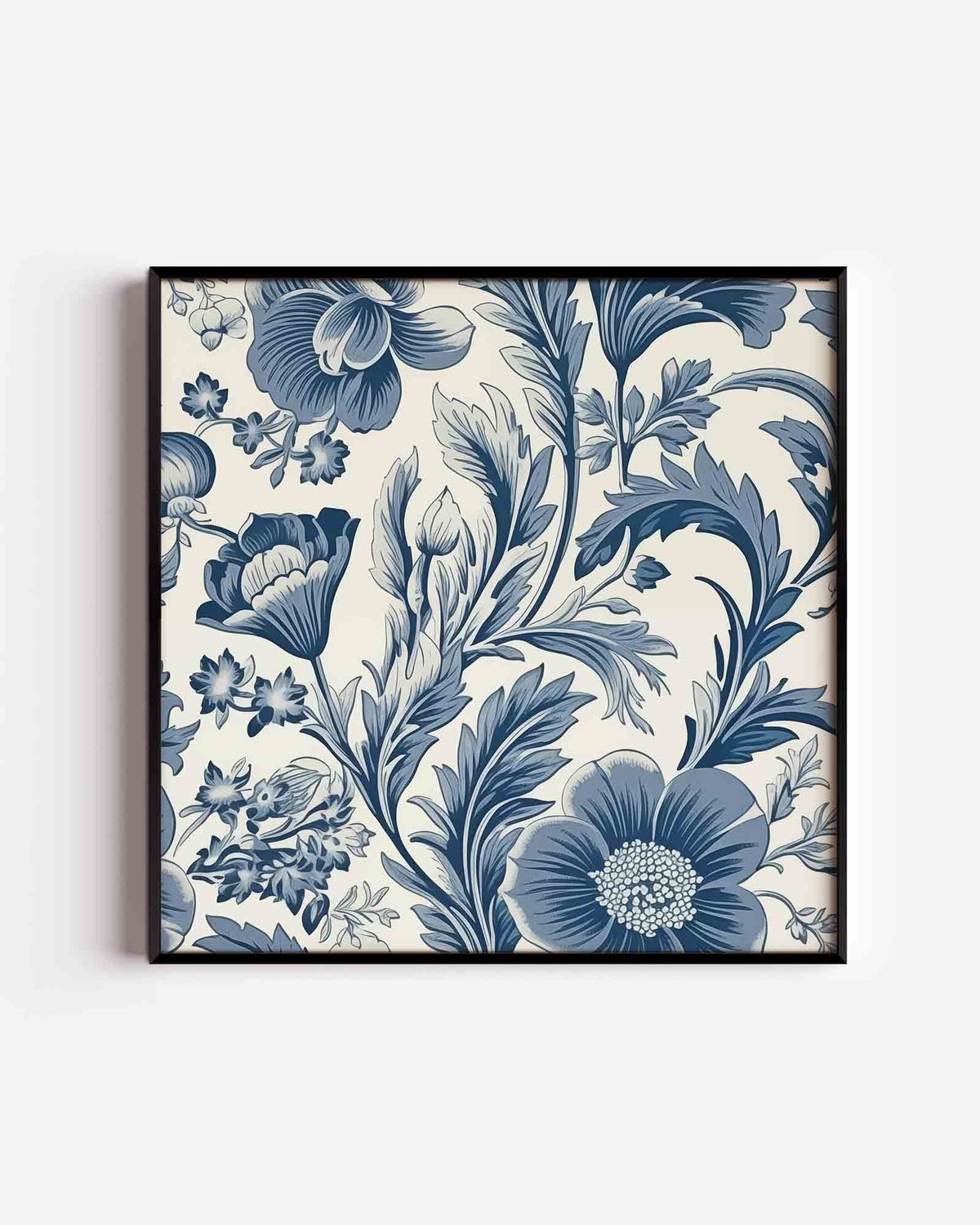 Blauwe bloemen – vierkante poster met kleur en vormen als wanddecoratie