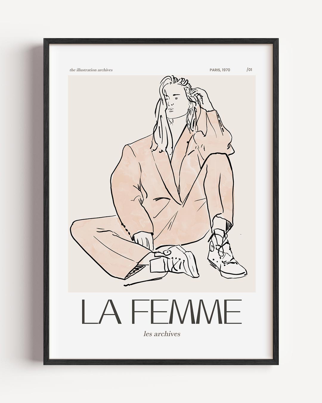 Stijlvolle Vrouw in Paris 1970 – vrouwelijk portret poster als wanddecoratie
