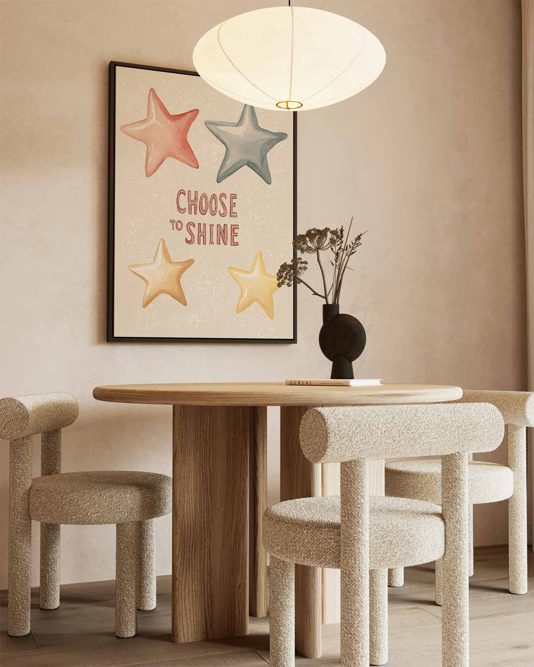 Stralende Sterren Poster – kunstwerk met zwarte baklijst