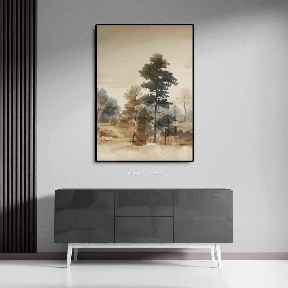 Tijdloze Boslandschap Aquarel – canvas kunstwerk als wanddecoratie