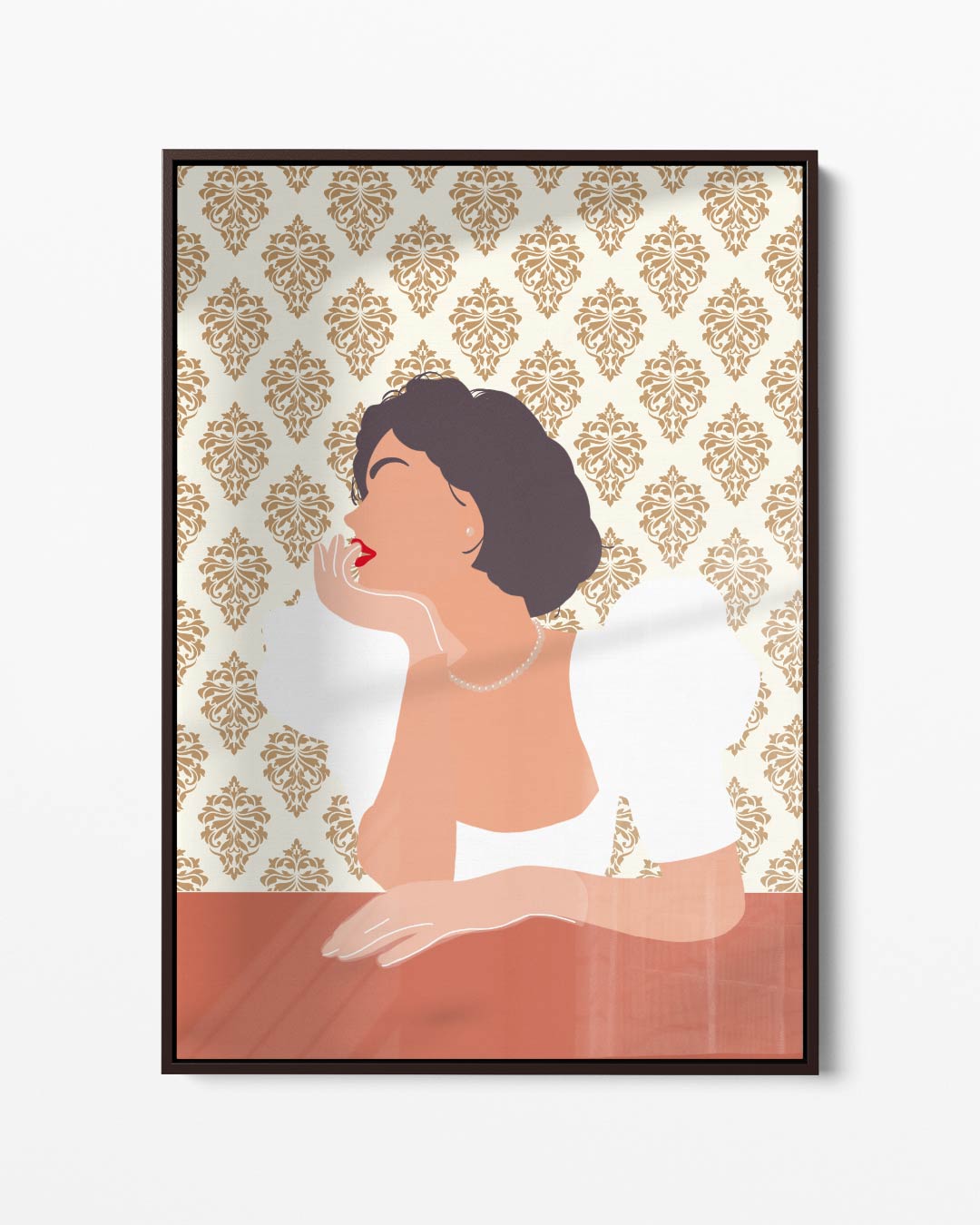 Dromerige Retro Dame – portret kunstwerk als wanddecoratie