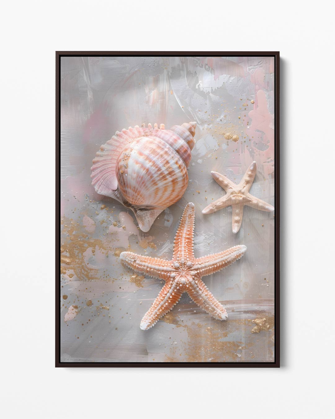 Schelpen en Zeesterren Kunstwerk – portret kunstwerk als wanddecoratie