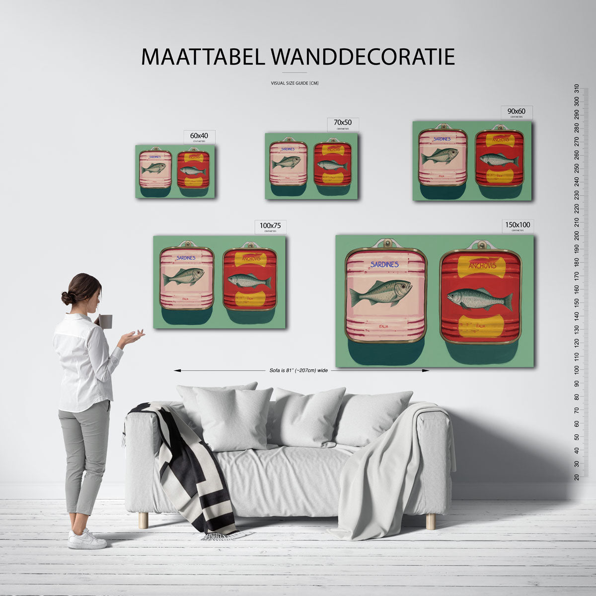 Visblikken illustratie – kunstwerk op canvas, dibond of plexiglas
