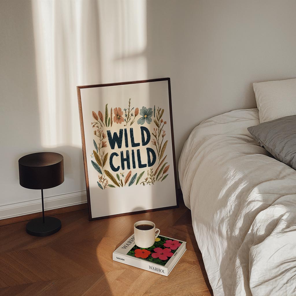 Wild Child Bloemenposter – kinderposter in staand formaat