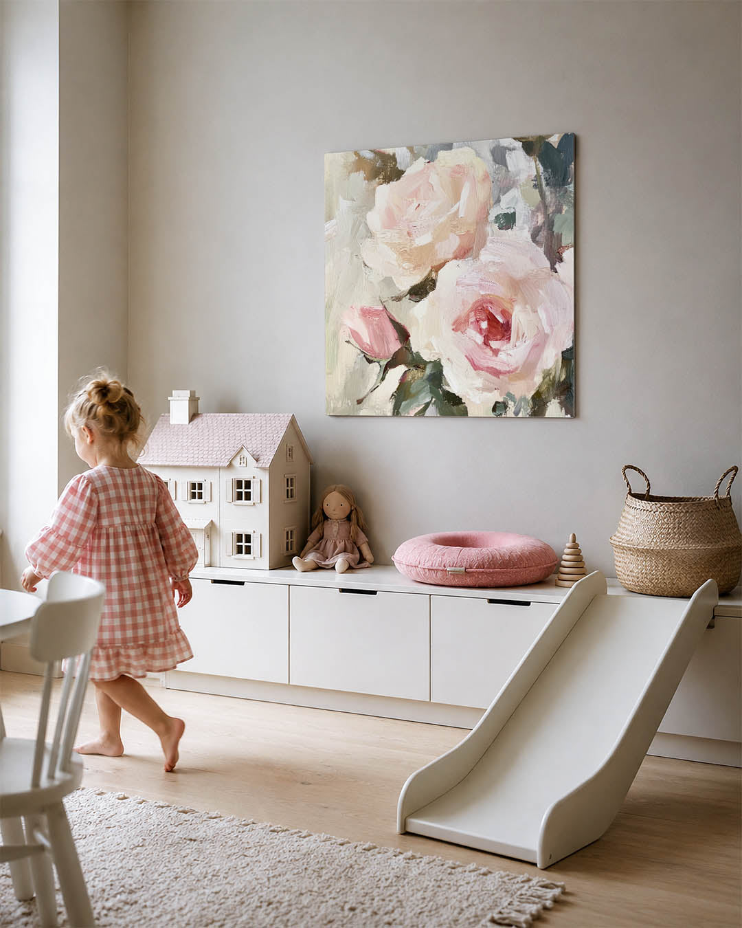 Bloemrijke penseelstreken kunstwerk – tweede productweergave – dit werk toont zachte penseelstreken die delicate bloemen