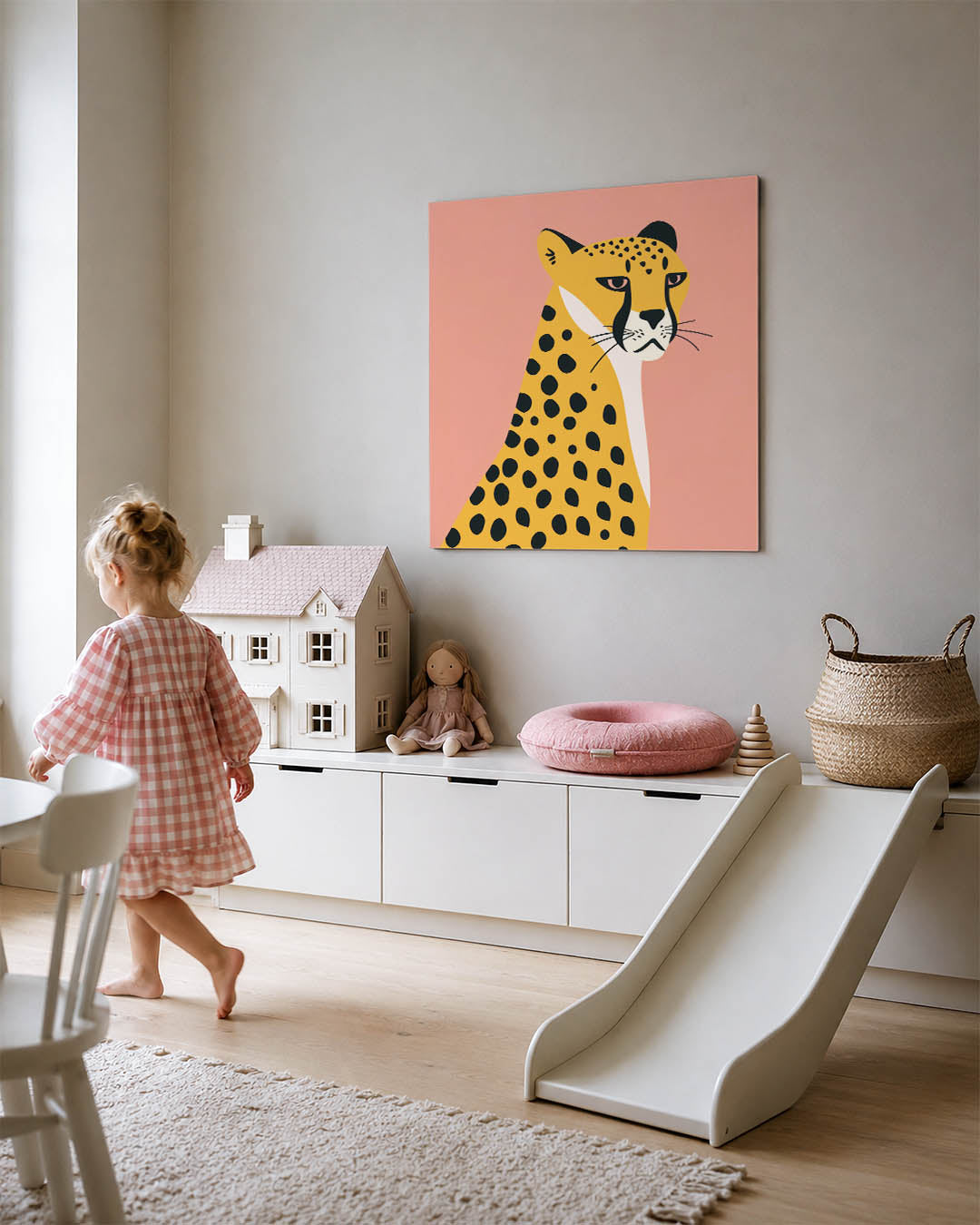 Gestileerde luipaard kunstwerk – tweede productweergave – dit kunstwerk toont een gestileerde luipaard met duidelijke lijnen