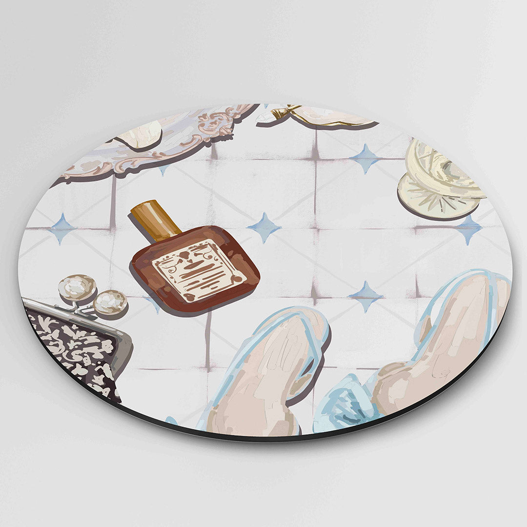 Stilleven met accessoires – ronde wanddecoratie met abstract ontwerp