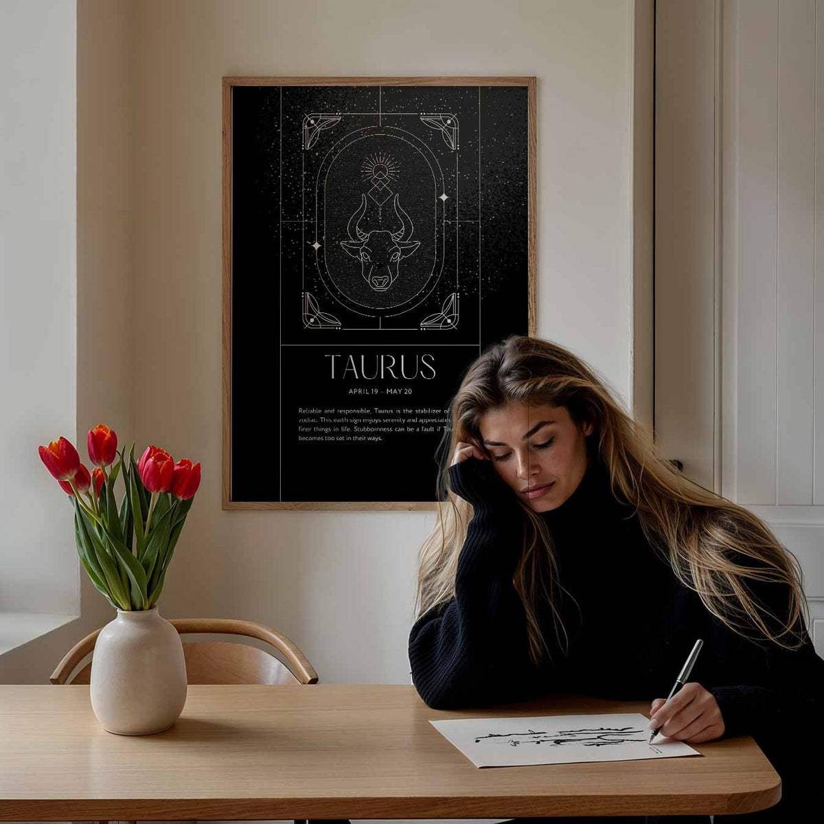Stijlvolle Stier Sterrenbeeld – mindful portret poster, afbeelding 7