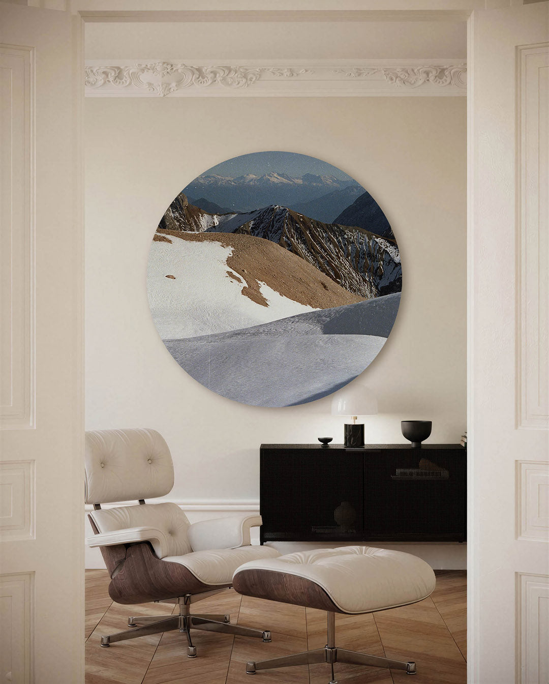 Berglandschap – fotografische muurcirkel voor aan de muur