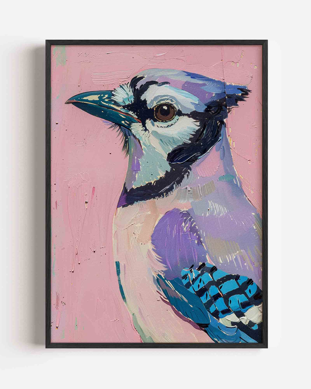 Vogel op roze achtergrond – Kunst & Design poster als staande wanddecoratie