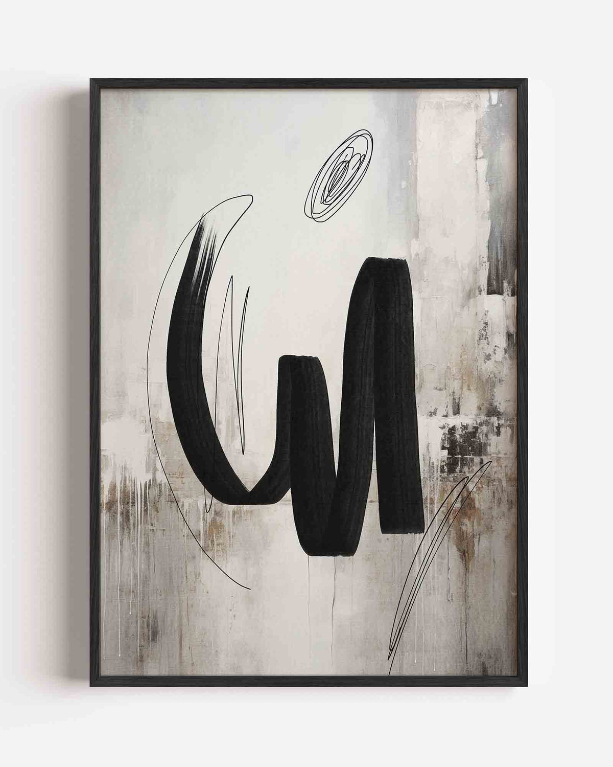 Abstracte zwarte vormen – zacht abstracte portret poster als wanddecoratie