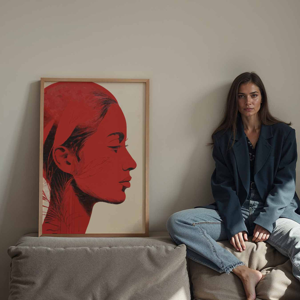 Elegante Rode Profielposter – Streetart wandkunst als portret poster