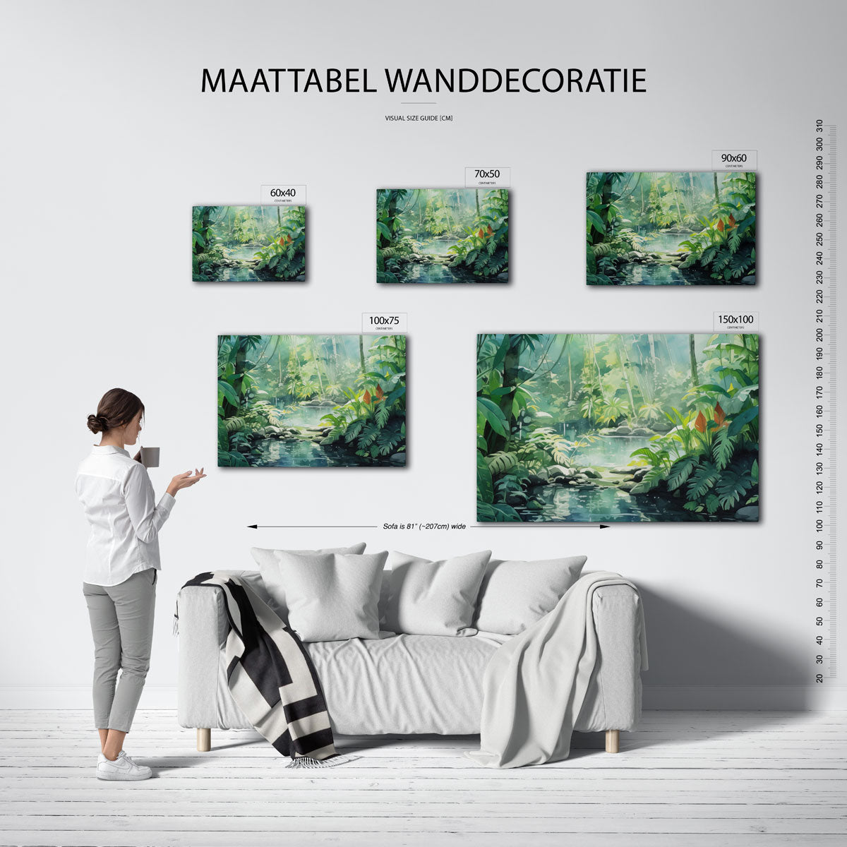 Weelderige jungle – kunstwerk op canvas, dibond of plexiglas