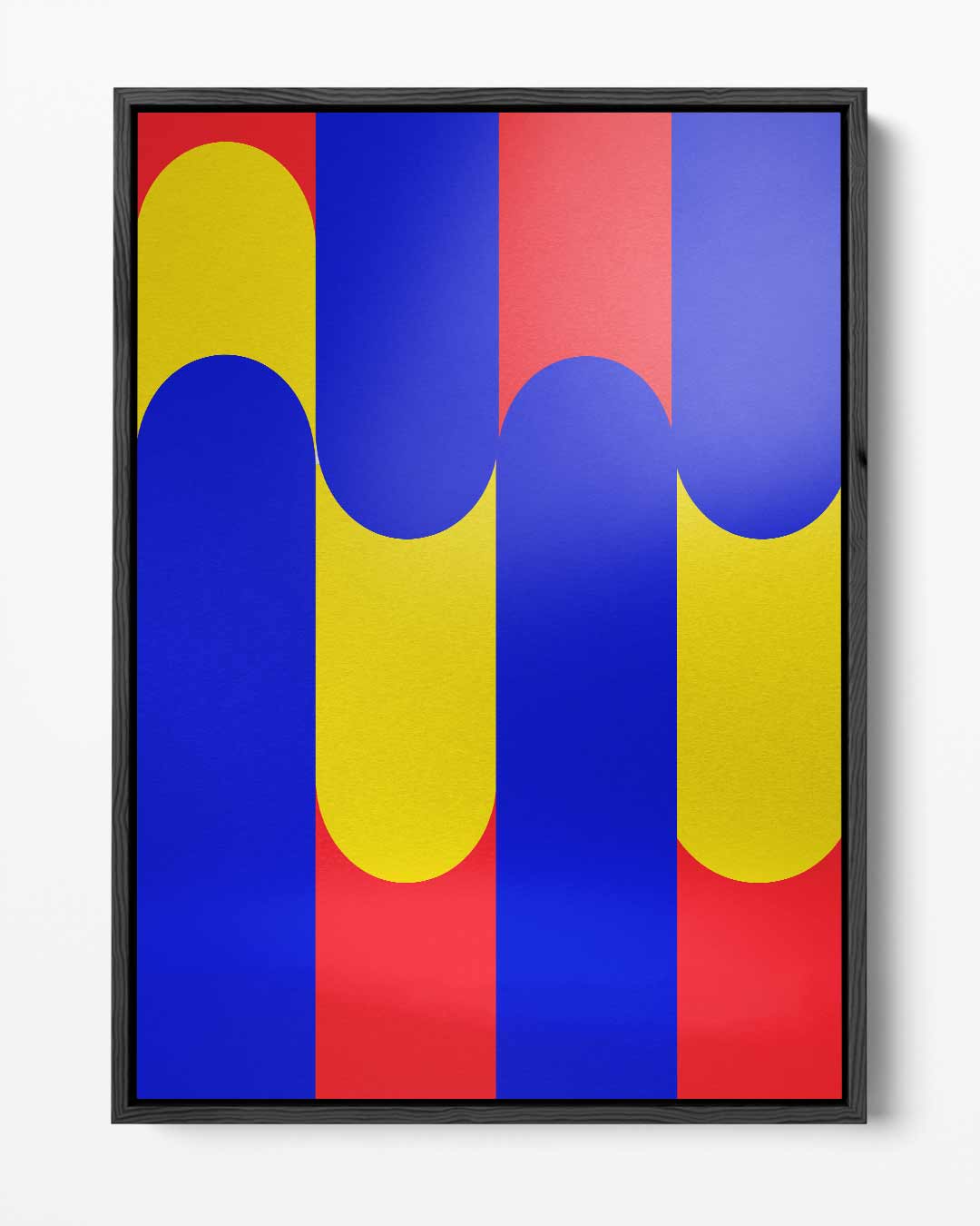 Kleurrijke Golven van Geometrie – portret kunstwerk als wanddecoratie