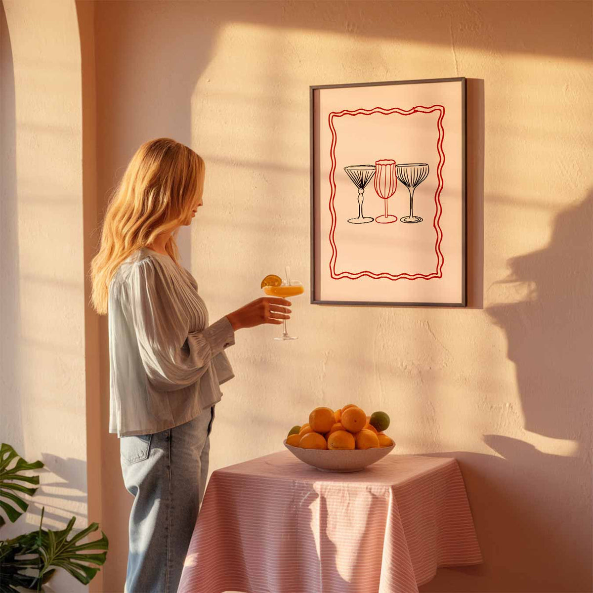 Elegante Cocktailglazen – keuken poster als sfeervolle staande wanddecoratie