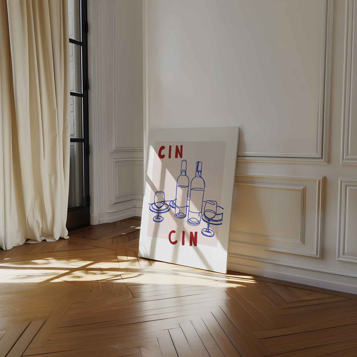 Wijntoast Illustratie – staand kunstwerk voor modern interieur