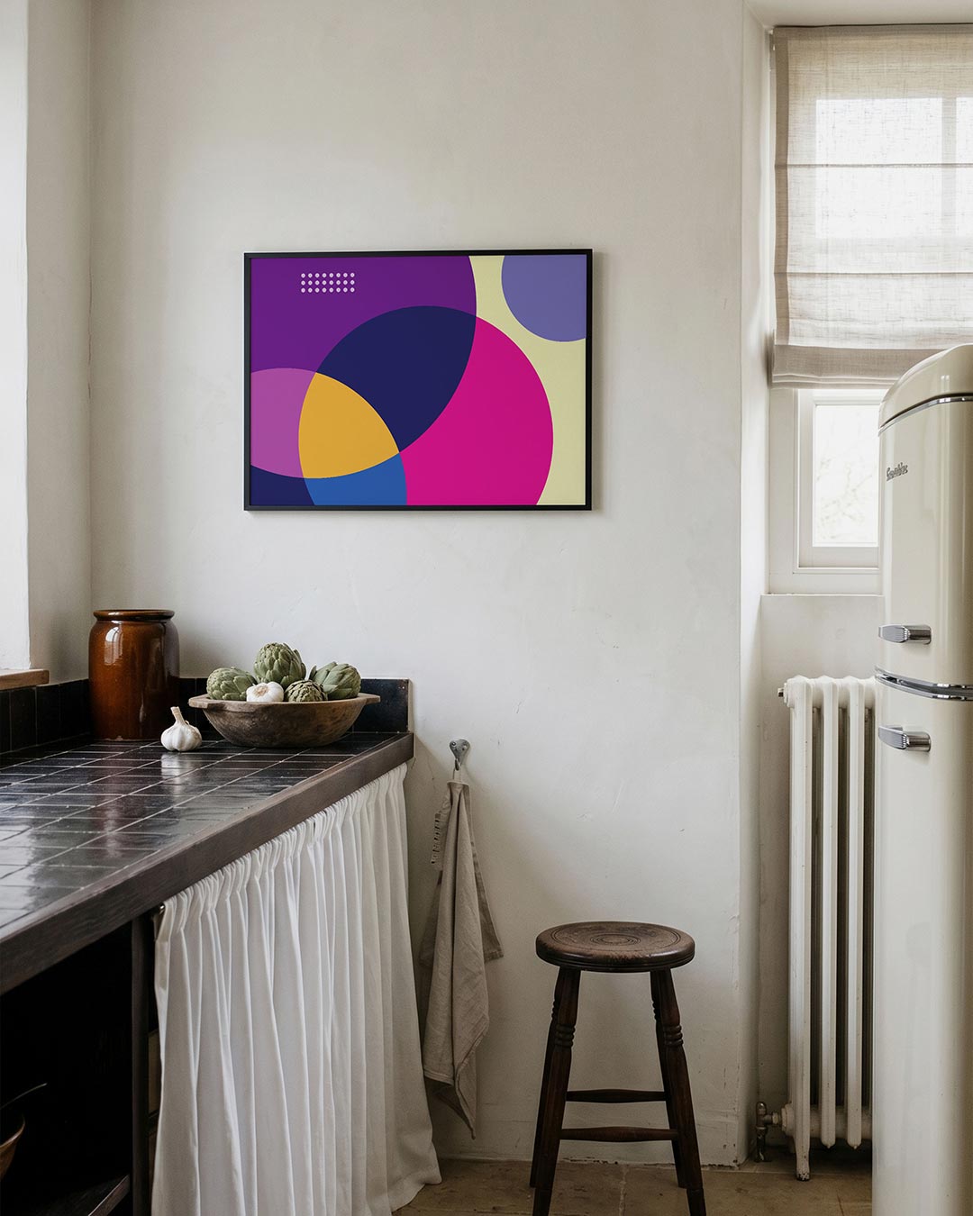 Cirkelvormen en kleur – geometrische poster in Bauhaus-stijl van WallArtistic