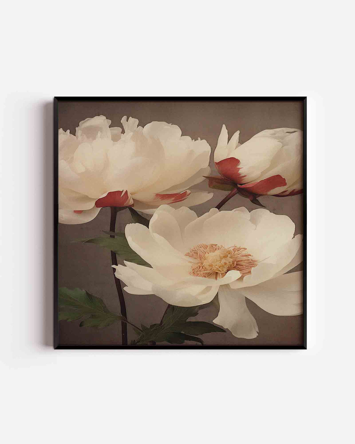 Witte bloemen – vintage vierkante poster als wanddecoratie