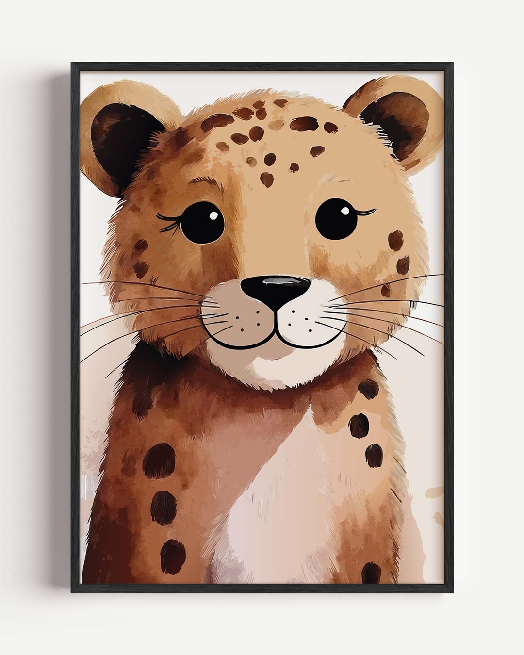 Schattige Baby Luipaard – kids portret poster als wanddecoratie