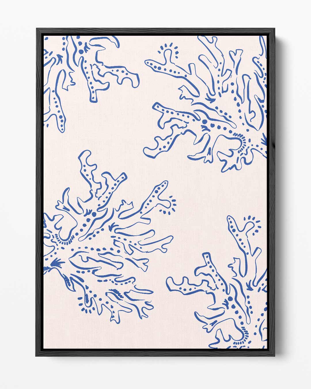 Abstracte Blauwe Koraalpatroon – portret kunstwerk als wanddecoratie