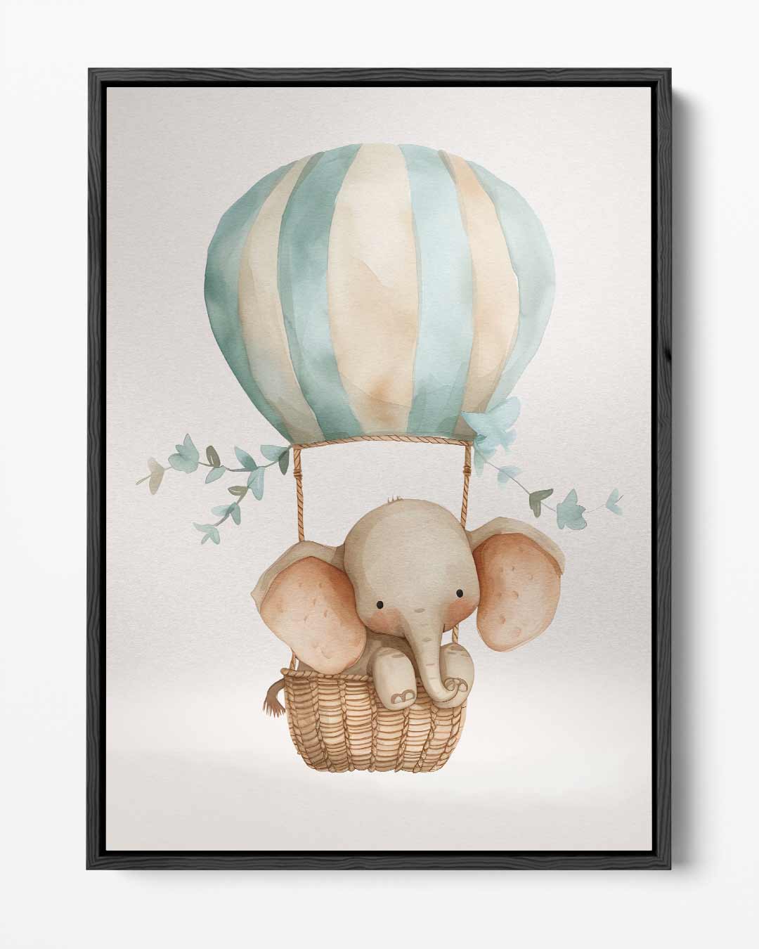 Dromerige Olifant in Luchtballon – portret kunstwerk als wanddecoratie