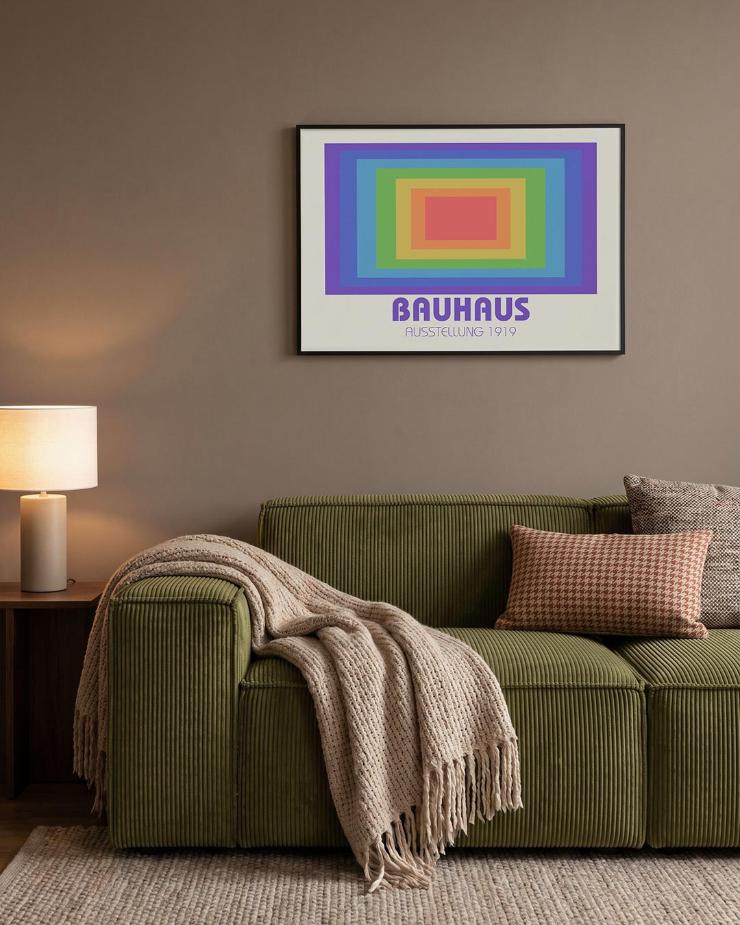 Vorm en kleurvlakken – geometrische Bauhaus poster in liggend formaat
