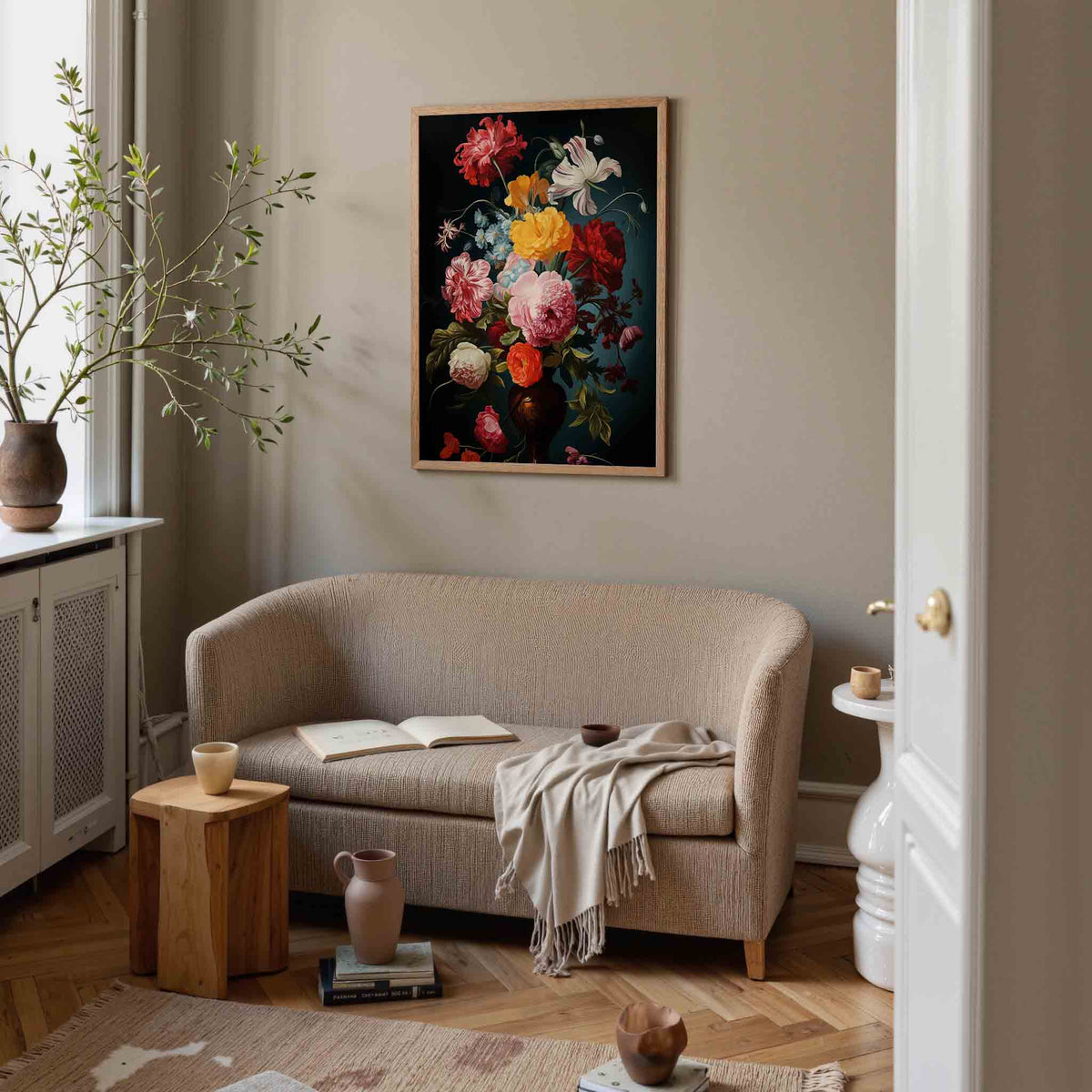 Bloemen in vaas – botanische poster in staand formaat