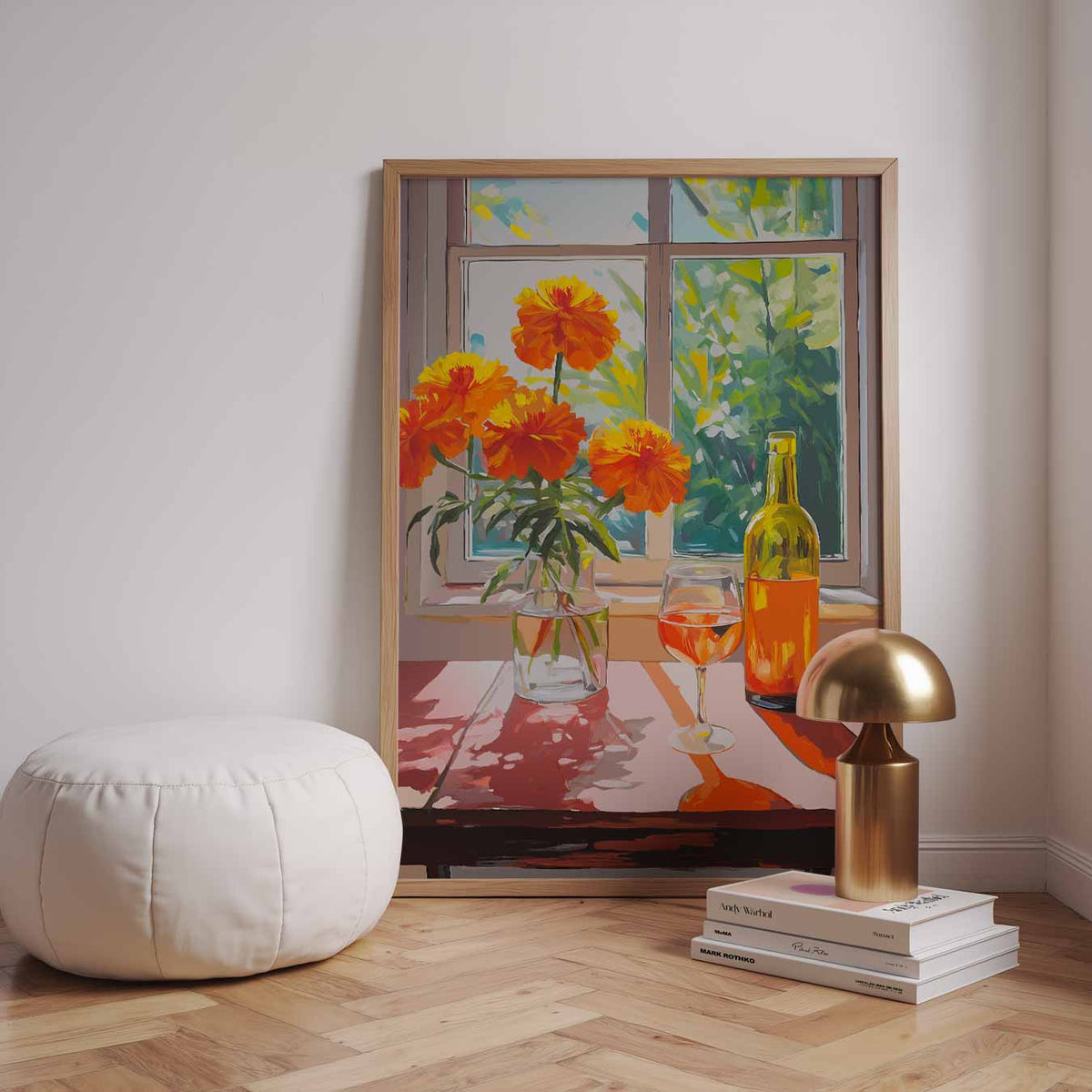 Zomerse Bloemen en Wijn – staande zomer wanddecoratie van WallArtistic