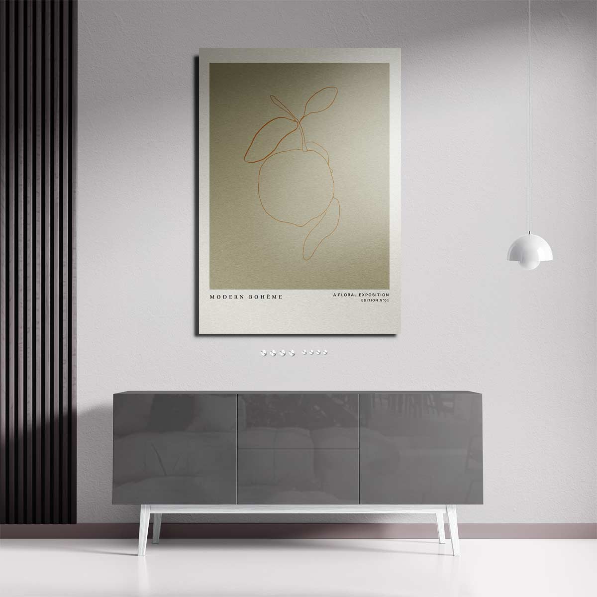 Modern Bohème Citroen Lijntekening – staande wandkunst voor woonkamer of interieur