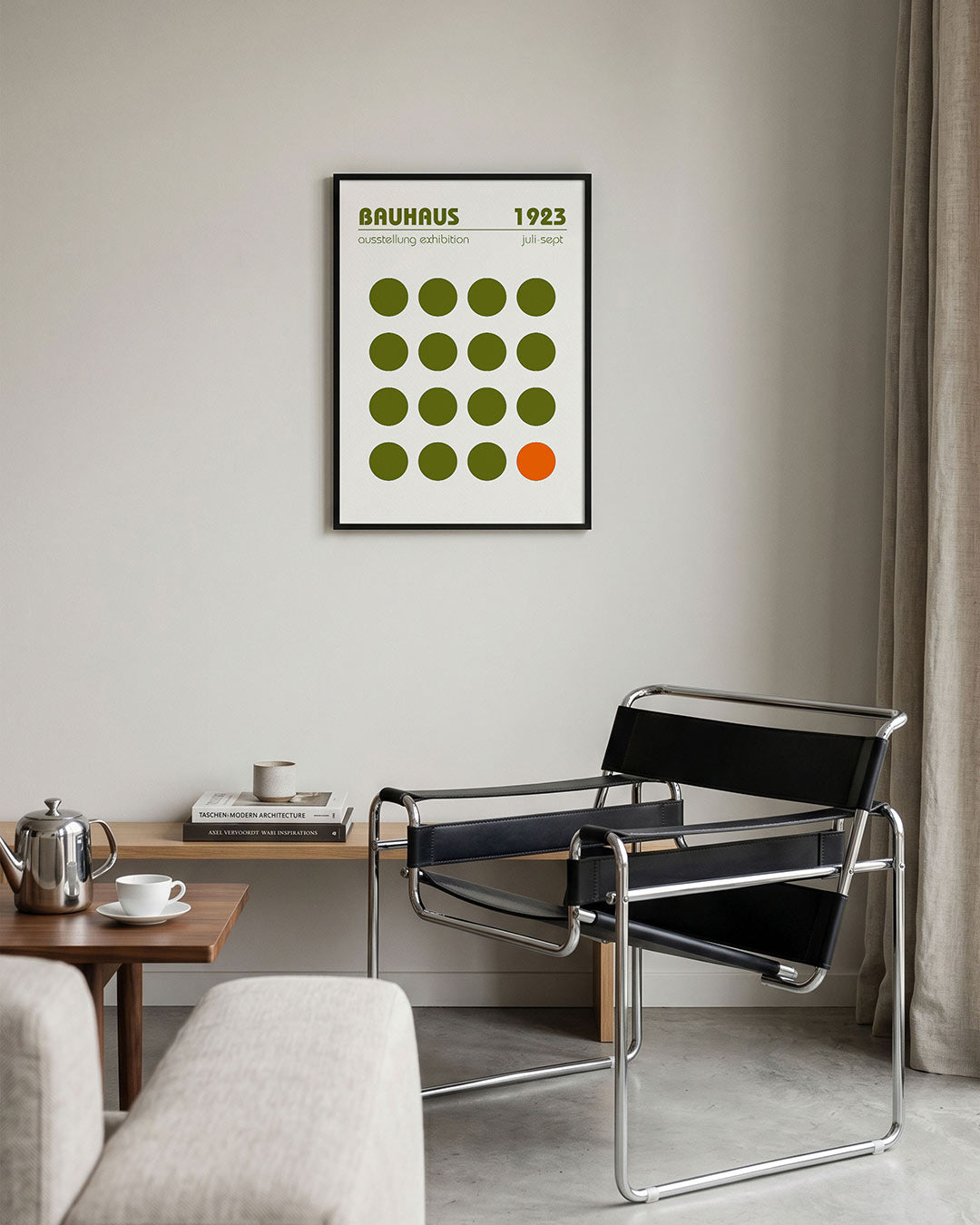 Cirkelpatroon en contrast – geometrische Bauhaus poster in staand formaat